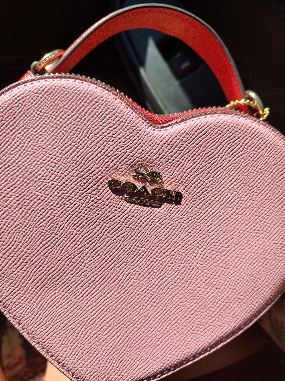 Coach Pink Heart Crossbody Bag - Signature Gold Hardware